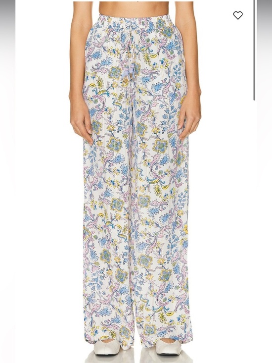 HEMANT & NANDITA Pants - HEMANT & NANDITA Vans White Floral Paisley Gold Metallic Wide Leg Pants